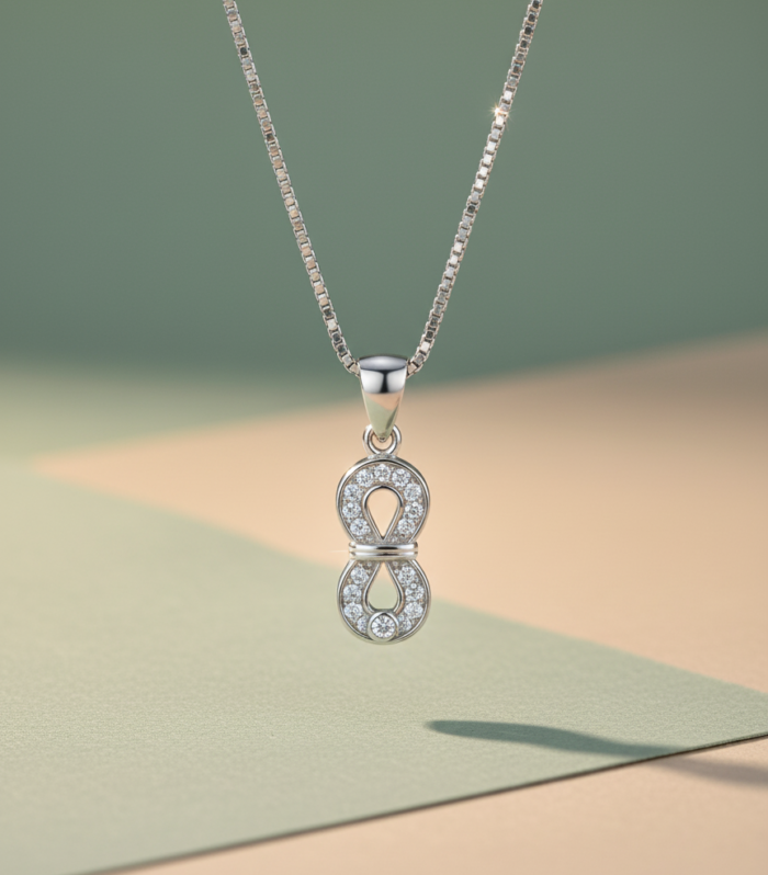 925 Sterling Silver Infinity Pendant with  White Stones | Elegant Gift Design By Silvara- PDT-3
