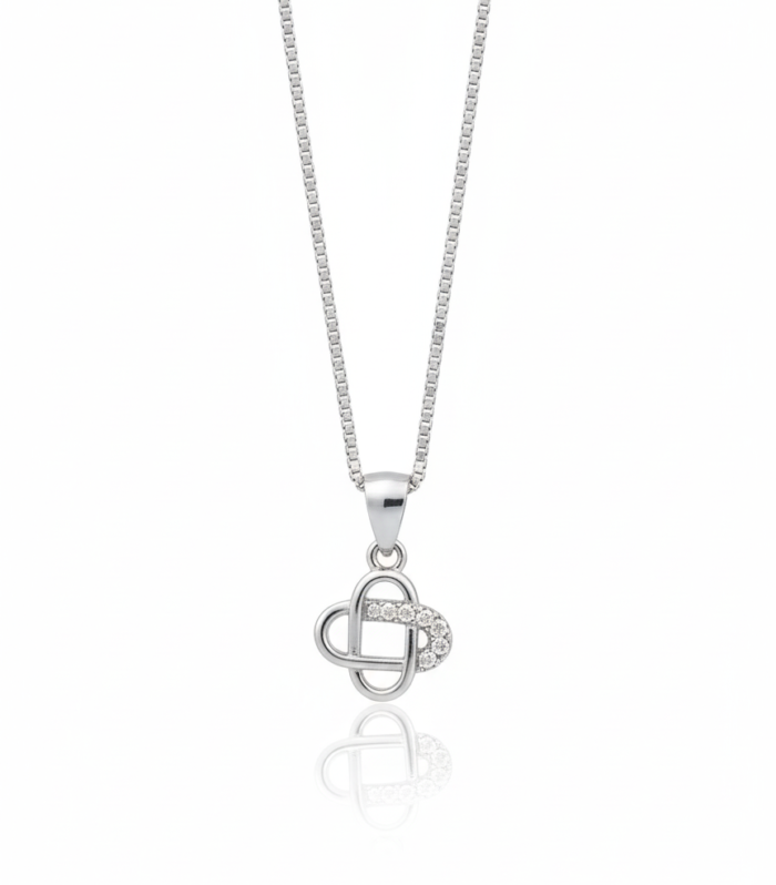 Sterling Silver Bow Circle Pendant & Chain with Blue White Stones | Elegant Gift By Silvara-PDT-4