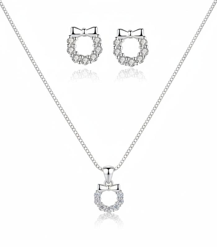 Silvara Bow Shape Pendant Chain Necklace for Women & Girls- PDTS-1