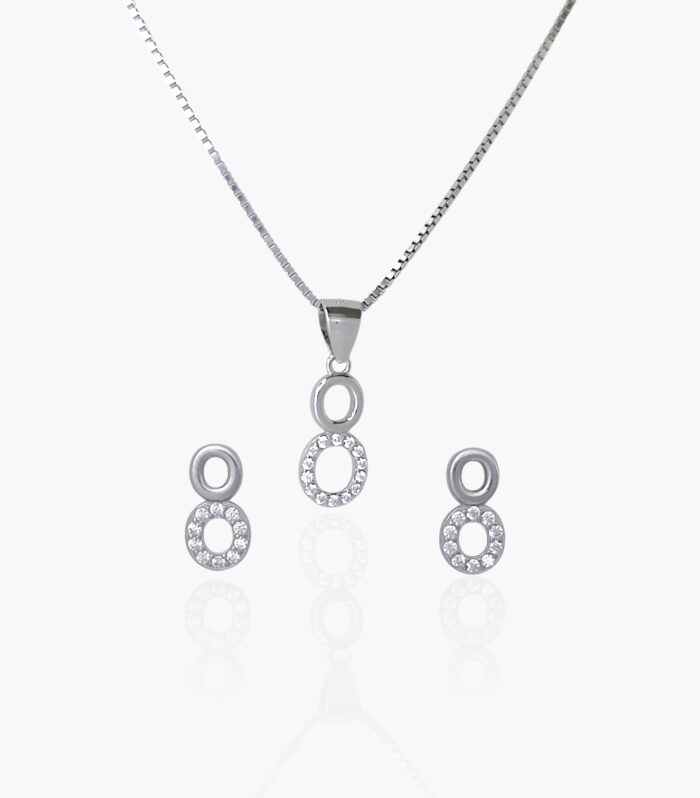 Sterling Silver Circle Pendant Necklace, Blue White CZ Crystal, Dainty Ribbon Style By Silvara- PDTS-5